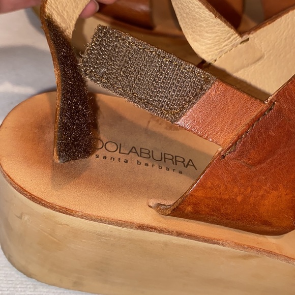KOOLABURRA Women's Margaux brown leather wooden platform sandals size 9 - Picture 7 of 8